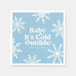 Baby It's Cold Outside Blue Snowflake Baby Shower Serviette
