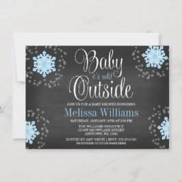 Baby It's Cold Outside Blue Snowflakes Baby Dusche Einladung