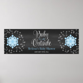 Baby It's Cold Outside Blue Snowflakes Baby Dusche Poster