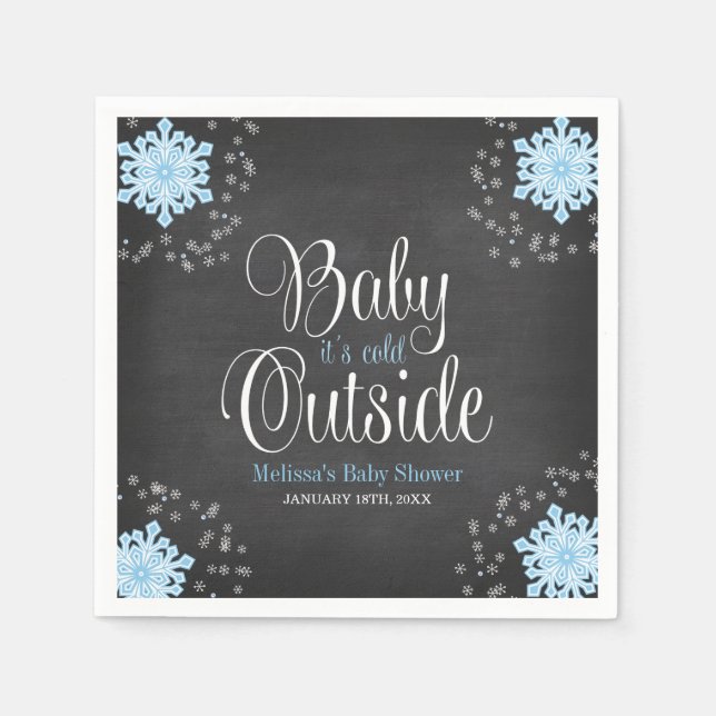 Baby It's Cold Outside Blue Snowflakes Baby Dusche Serviette (Vorderseite)