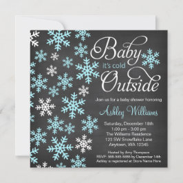 Baby It's Cold Outside Chalkboard Blue Baby Dusche Einladung