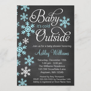 Baby It's Cold Outside Chalkboard Blue Baby Dusche Einladung
