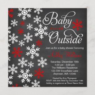 Baby It's Cold Outside Chalkboard Red Baby Dusche Einladung