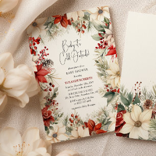 Baby It's Cold Outside Festive Florals Babyparty Einladung