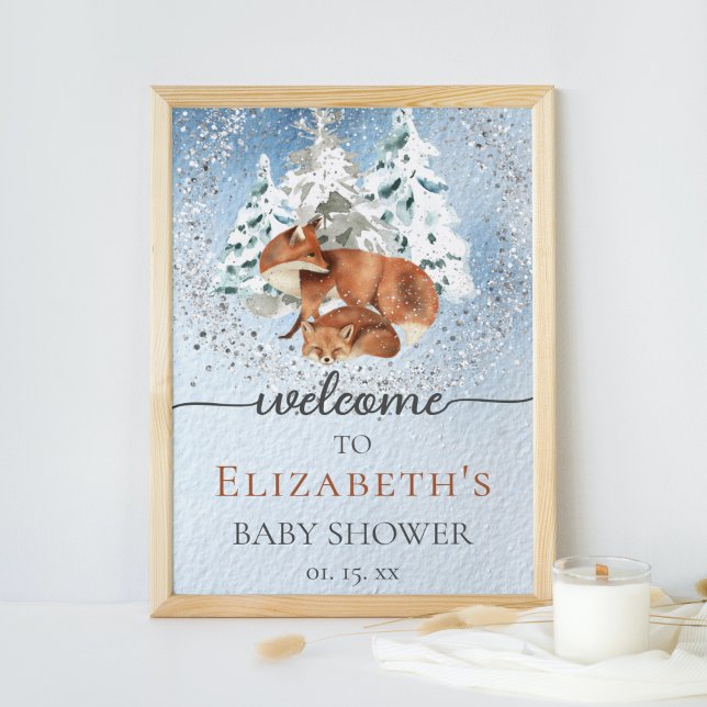 Baby It's Cold Outside Foxes Baby Shower Willkomme Poster (Von Creator hochgeladen)