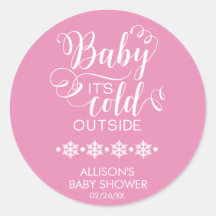 Baby It's Cold Outside Girls Baby Shower Sticker