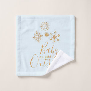 Baby it's Cold Outside Goldene Schneeflocken auf B Badhandtuch Set
