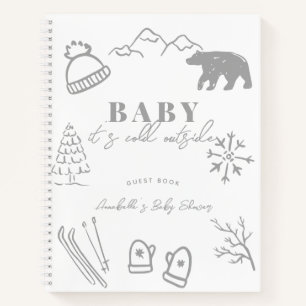Baby It's Cold Outside Graue Babyparty-Gästebuch Notizbuch