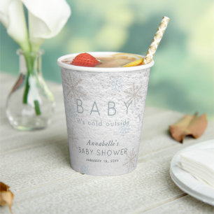 Baby It's Cold Outside Gray Baby Shower Papiertüch Pappbecher