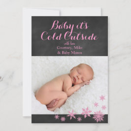 Baby It's Cold Outside Holiday Foto Card in Pink Feiertagskarte