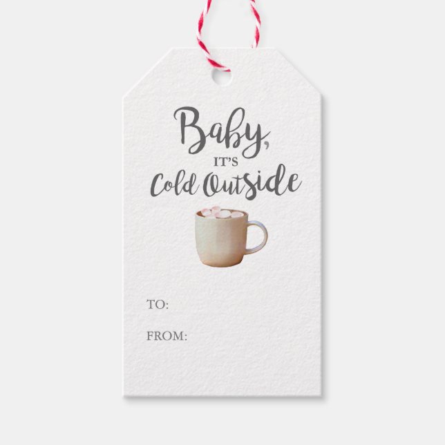 Baby It's Cold Outside Hot Cocoa Pink Geschenkmark Geschenkanhänger (Vorderseite)