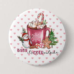 Baby It's Cold Outside Hot Kakao Tasse, Snowman Button