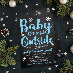 Baby It's Cold Outside Jungen Winter-Baby-Party Folieneinladung