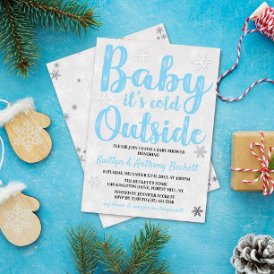 Baby It's Cold Outside Jungen Winter-Baby-Party Folieneinladung