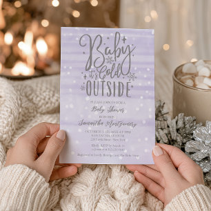 Baby It's Cold Outside Lavendel-Baby-Party Einladung