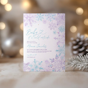 Baby It's Cold Outside Lila Blaues Schneebaby-Part Einladung