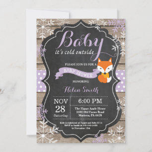 Baby its Cold Outside Lila Fox Girl Baby Shower Einladung