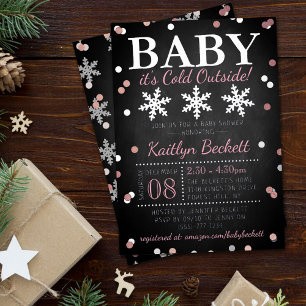 Baby It's Cold Outside Mädchen Winter-Baby-Party Folieneinladung