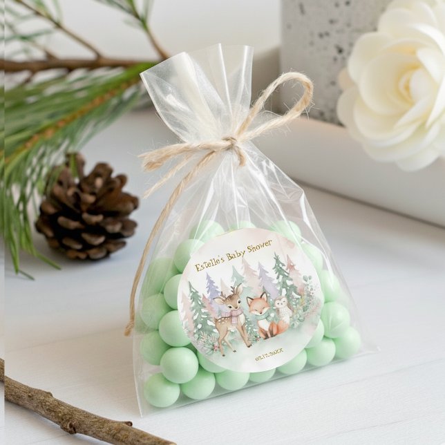 Baby It's Cold Outside modern Winter Woodland  Runder Aufkleber (Von Creator hochgeladen)