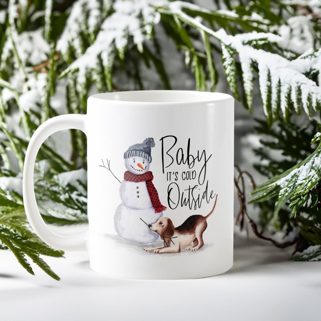 Baby It's Cold Outside Naughty Beagle & Snowman Kaffeetasse (Baby It's Cold Outside Naughty Beagle & Snowman Coffee Mug)