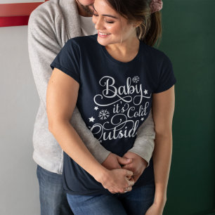 Baby It's Cold Outside Navy Blau Damen Feiertags-S T-Shirt