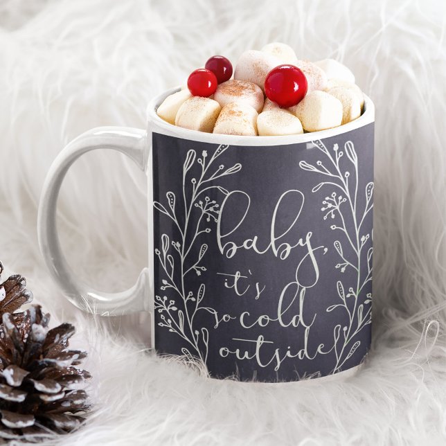 Baby It's Cold Outside Navy Blue Chalkboard Kaffeetasse (Von Creator hochgeladen)