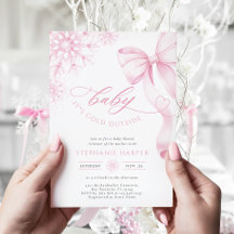 Baby It's Cold Outside Pink Baby Dusche Einladung