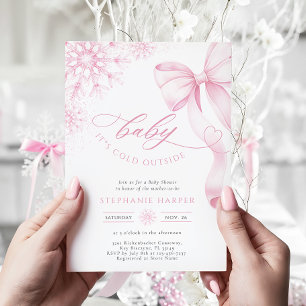 Baby It's Cold Outside Pink Baby Dusche Einladung