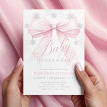 Baby It's Cold Outside Pink Bow Winter Baby Dusche