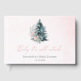 Baby its cold outside Pink Silver Baby Shower Gästebuch