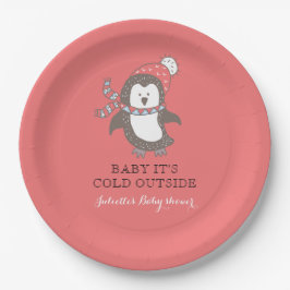 Baby It's Cold Outside Red Baby Shower Paper Plate Pappteller