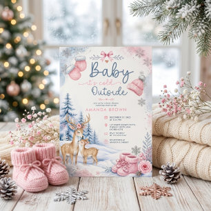 Baby It's Cold Outside Reh-Wald-Baby-Party-Einladu Einladung