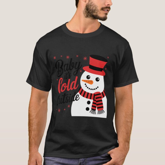 Baby It's Cold Outside Retro Christmas Long Sleeve T-Shirt (Vorderseite)