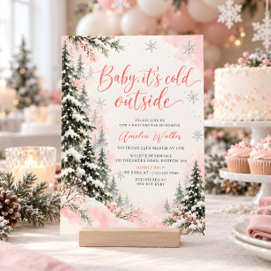 Baby It's Cold Outside Rosa Winter-Baby-Party-Einl Einladung