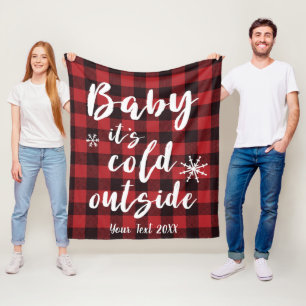 Baby It's Cold Outside Roter Buffalo Karo Fleecedecke