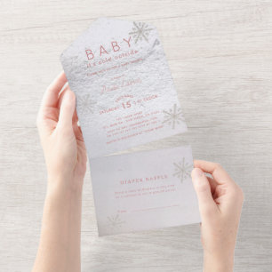 Baby It's Cold Outside Schneeflocken Baby Shower P All In One Einladung