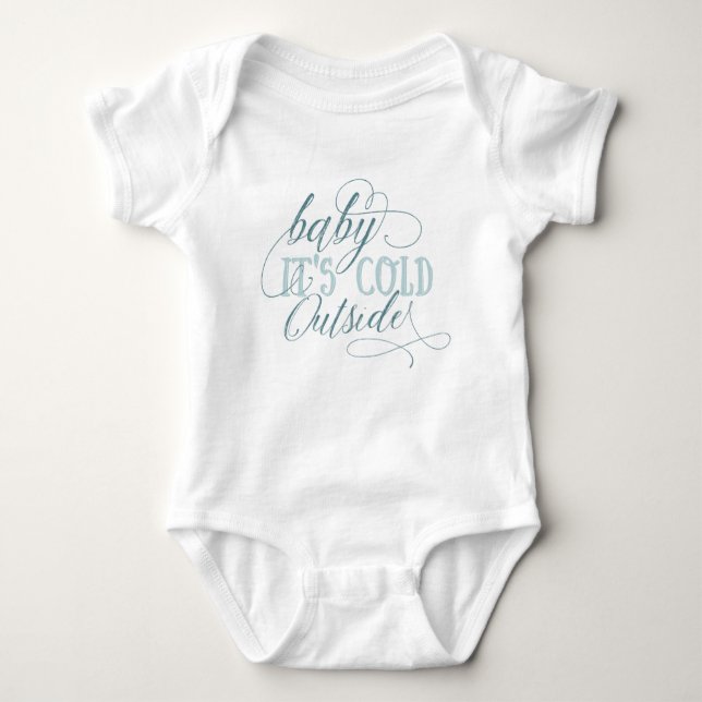 Baby It's Cold Outside Script Quote Baby Jumpsuit Strampler (Vorderseite)
