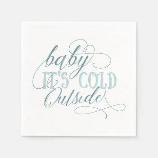 Baby It's Cold Outside Script Zitat Napkin Blue Serviette
