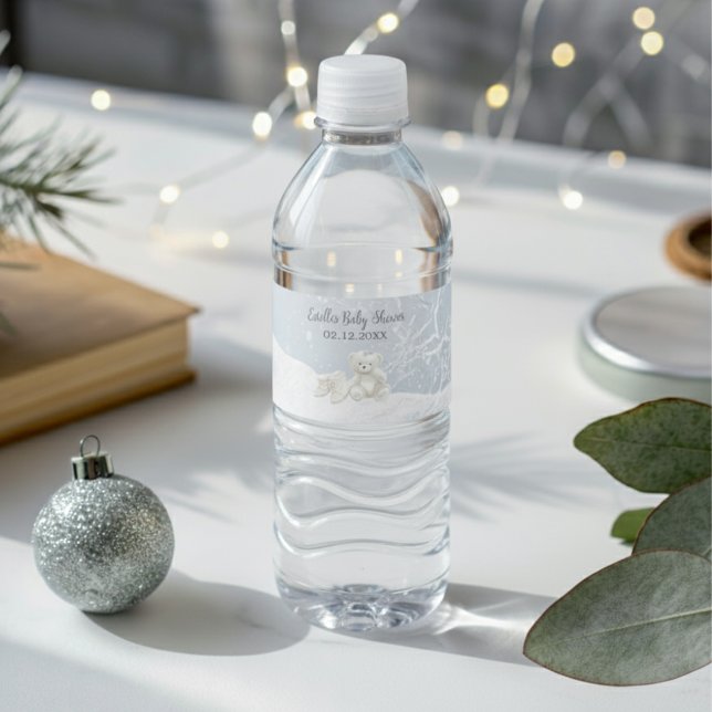 Baby, It's Cold Outside Teddy Bear Wonderland  Wasserflaschenetikett (Von Creator hochgeladen)