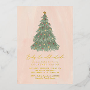 Baby It's Cold Outside Weihnachtsbaum-Baby-Party Folieneinladung