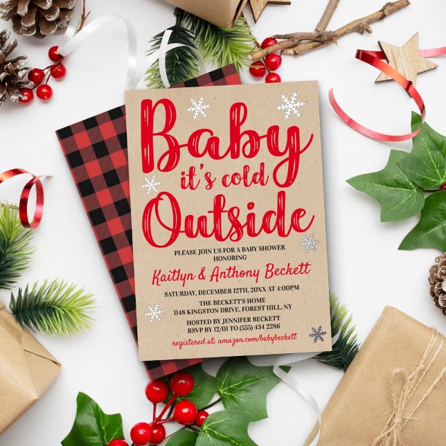 Baby It's Cold Outside Winter Baby Dusche Real Folieneinladung (Von Creator hochgeladen)