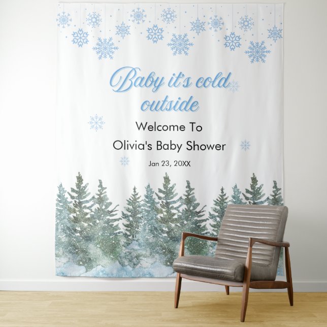 Baby It's Cold Outside Winter-Baby-Shower-Rückwand Wandteppich (Beispiel)