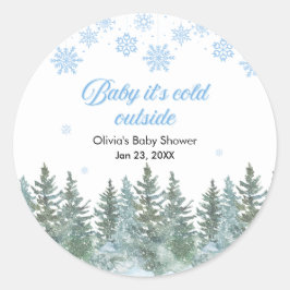 Baby It's Cold Outside Winter Baby Shower Runder Aufkleber