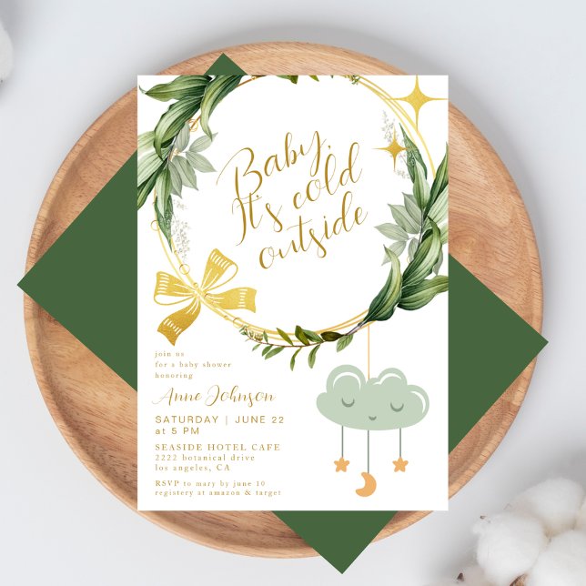 Baby Its Cold Outside Winter Botanical Baby Shower Einladung (Von Creator hochgeladen)