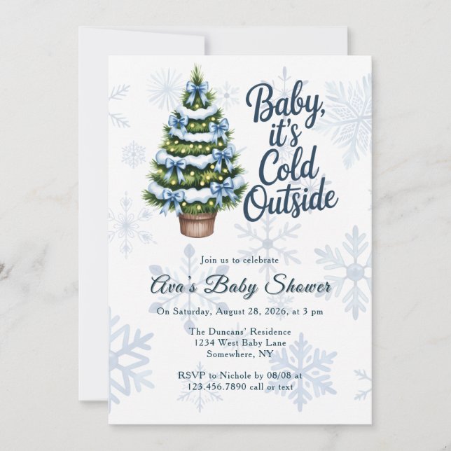 Baby, It's Cold Outside Winter Boy Baby Shower  Einladung (Vorderseite)