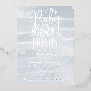 Baby It's Cold Outside Winter Boy Baby Shower Folieneinladung