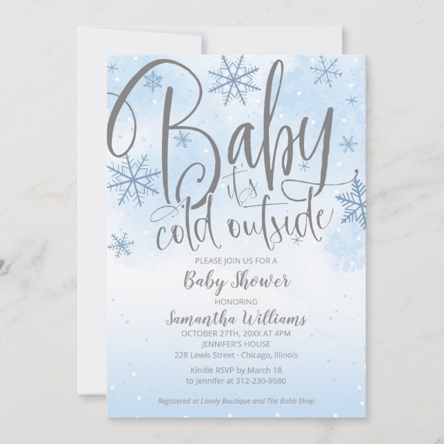 Baby It's Cold Outside Winter Boy Baby Shower Invi Einladung (Vorderseite)
