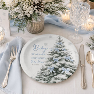 Baby It's Cold Outside Winter Boy Baby Shower  Pappteller