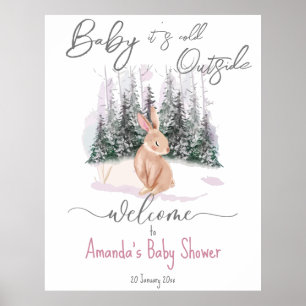 Baby It's Cold Outside Winter Bunny Baby Dusche Poster