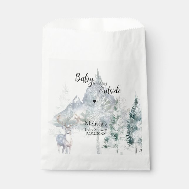 Baby Its Cold Outside Winter Evergreen Baby Shower Geschenktütchen (Vorderseite)